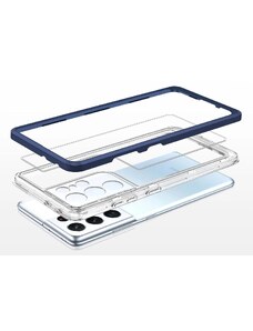 Gamintojas nenurodytas Skaidrus Samsung Galaxy S21 Ultra 5G 3v1 korpusas su geliniu rėmeliu, mėlynas