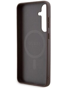 Gamintojas nenurodytas Guess 4G Collection odinis metalinis dėklas su logotipu MagSafe , skirtas Samsung Galaxy S24+ - rudas