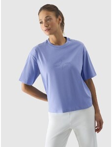 4F Moteriški T-shirt oversize marškinėliai su grafika - mėlyni