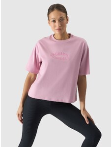 4F Moteriški T-shirt oversize marškinėliai su grafika - pudra rožinė spalva