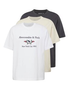 Abercrombie & Fitch Marškinėliai gelsvai pilka spalva / antracito spalva / raudona / balta