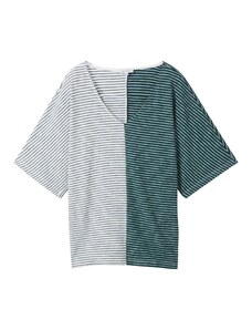TOM TAILOR Marškinėliai smaragdinė spalva / balta