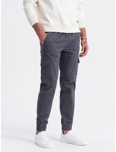 Ombre Clothing Vyriškos JOGGERY kelnės su užsegamomis krovininėmis kišenėmis - grafito spalvos V3 OM-PAJO-0123