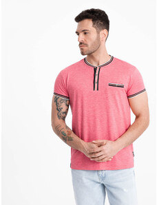 Ombre Clothing Vyriški marškinėliai su dekoratyviniais kaspinais - raudoni V1 OM-TSCT-0175