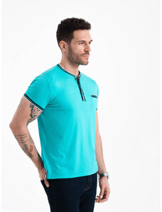 Ombre Clothing Vyriški marškinėliai su dekoratyviniais kaspinais - turkio spalvos V7 OM-TSCT-0175