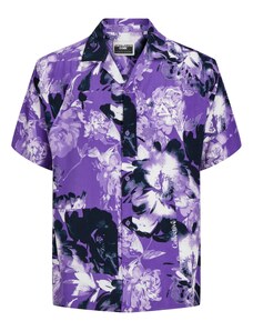 JACK & JONES Marškiniai 'JEFF ROTARY' tamsiai violetinė / juoda / balta