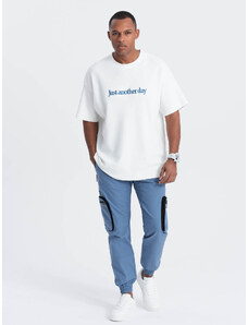 Ombre Clothing Vyriškos JOGGER kelnės su atsegamomis kišenėmis ir užtrauktukais - mėlynos V7 OM-PAJO-0135