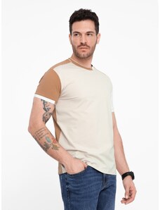 Ombre Clothing Vyriški elastano marškinėliai su apykaklėmis - rudi V1 OM-TSCT-0176
