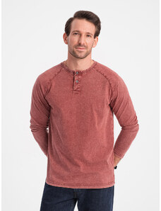 Ombre Clothing Vyriška skalbiama marškininė su ilgomis rankovėmis - Brick Grey V3 OM-LSWL-22FW-001