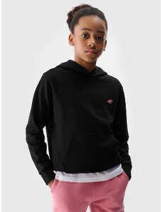 4F Sportinis neatsegamas, džemperis su gobtuvu mergaitėms - juodas