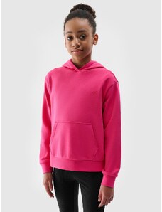 4F Sportinis neatsegamas džemperis su gobtuvu mergaitėms - fuksinės spalvos