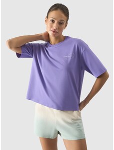 4F Moteriški T-shirt oversize marškinėliai su grafika - violetiniai