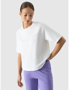 4F Moteriški T-shirt oversize marškinėliai su grafika - balkšvi