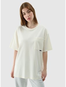 4F T-shirt oversize lygus marškinėliai unisex - kreminės spalvos