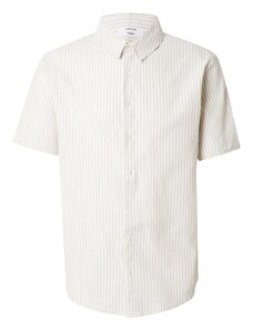 DAN FOX APPAREL Dalykinio stiliaus marškiniai 'Selim' rusvai pilka / balta