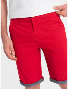 Ombre Clothing Vyriški šortai chinos su džinsiniu apvadu - raudoni V1 W421