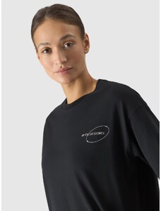4F Moteriški T-shirt oversize marškinėliai su grafika - juodi