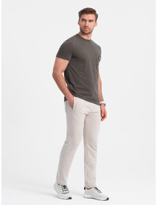 Ombre Clothing Vyriškos sportinės kelnės be pamušalo - šviesiai smėlio spalvos V1 OM-PABS-0206