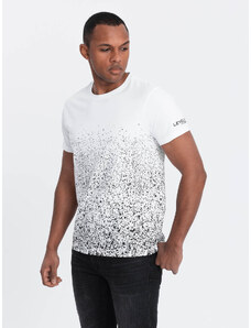 Ombre Clothing Vyriški medvilniniai marškinėliai su gradientine spauda - balti V1 OM-TSPT-22SS-001