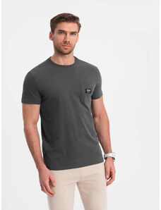 Ombre Clothing Vyriški laisvalaikio marškinėliai su kišenėmis - grafito spalvos V11 OM-TSCT-0109