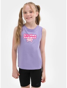 4F Top marškinėliai su grafika mergaitėms - violetiniai