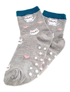 Shelvt Neslystančios vaikiškos kojinės pilkos katės - 19-22
