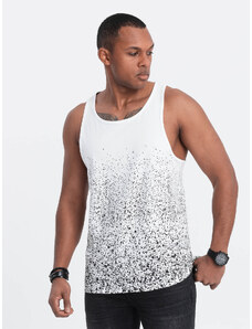 Ombre Clothing Vyriškas medvilninis marškinėlis su gradientine spauda - baltas V1 OM-TSTT-22SS-001