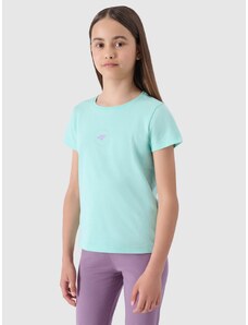 4F T-shirt marškinėliai iš organinės medvilnės lygūs mergaitėms - mėtinės spalvos