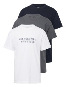 Abercrombie & Fitch Marškinėliai tamsiai mėlyna / pilka / balta
