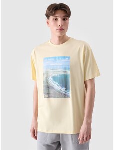 4F Vyriški T-shirt oversize marškinėliai su grafika - geltoni