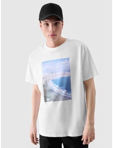 4F Vyriški T-shirt oversize marškinėliai su grafika - balti