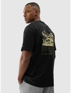 4F Vyriški T-shirt oversize marškinėliai su grafika - juodi