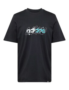 ADIDAS SPORTSWEAR Sportiniai marškinėliai neoninė mėlyna / juoda / balta