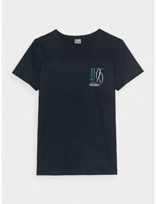 4F Moteriški T-shirt slim marškinėliai su grafika - tamsiai mėlyni