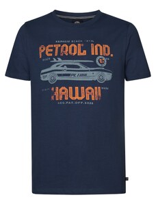 Petrol Industries Marškinėliai mėlyna / pilka / oranžinė