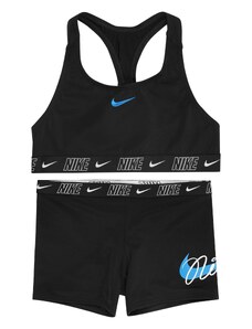 Nike Swim Sportinis maudymosi kostiumėlis azuro spalva / juoda / balta