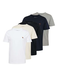 Abercrombie & Fitch Marškinėliai gelsvai pilka spalva / tamsiai mėlyna / margai pilka / balta