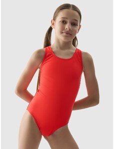 4F Vientisas plaukimo kostiumėlis mergaitėms - koralų spalvos