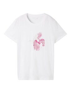 TOM TAILOR Marškinėliai nebalintos drobės spalva / rožinė / balta