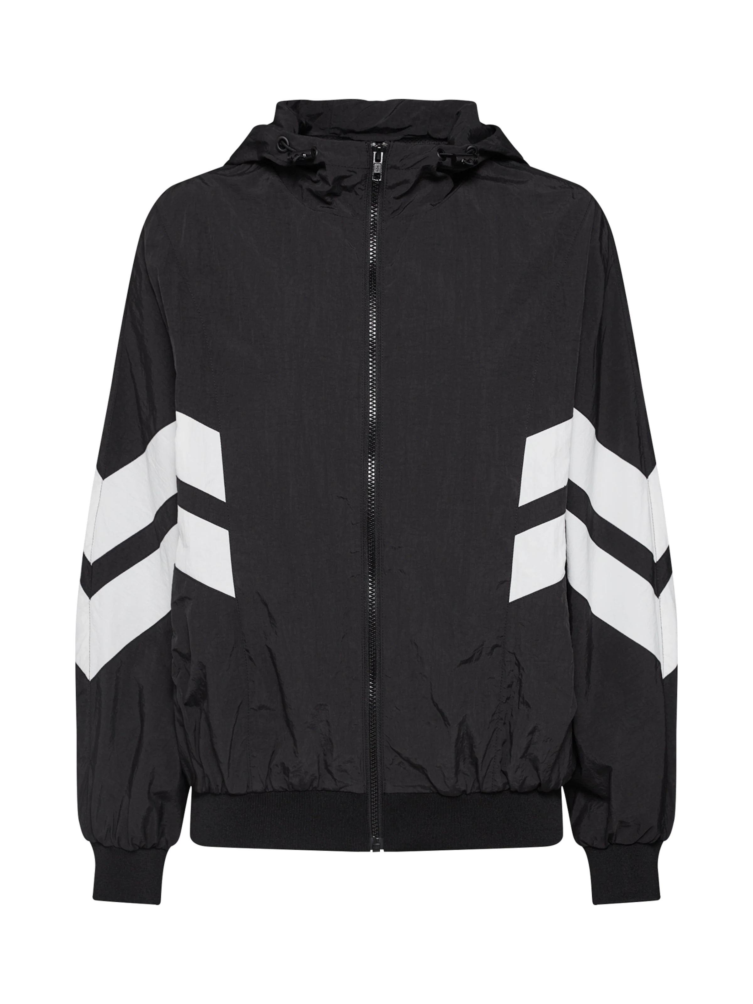 Urban Classics Demisezoninė striukė 'Crinkle Batwing' juoda / balta