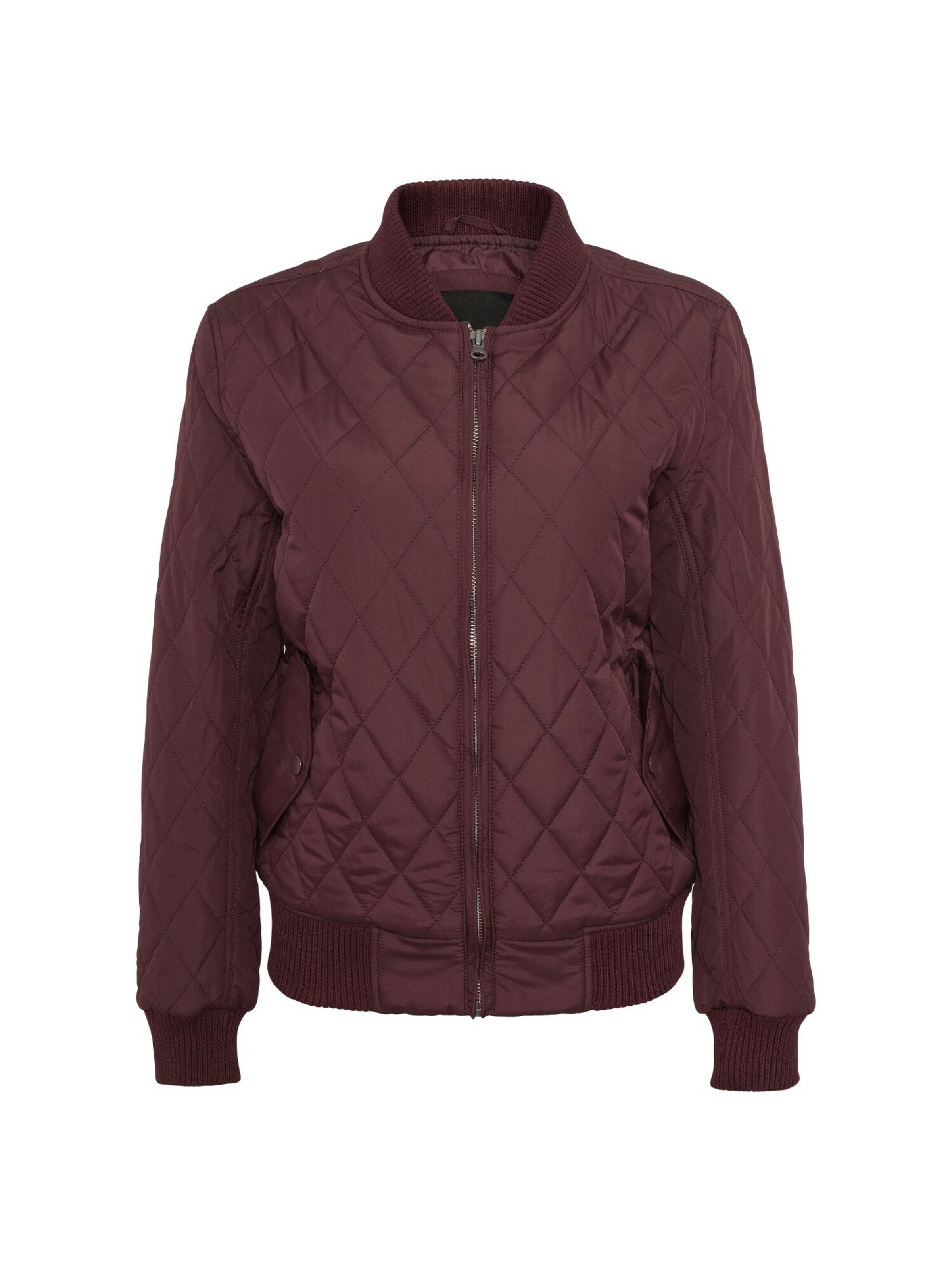 Urban Classics Demisezoninė striukė 'Diamond Quilt' tamsiai raudona