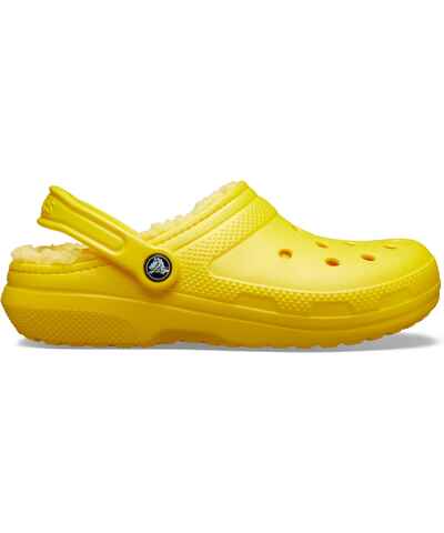 fuzzy crocs yellow