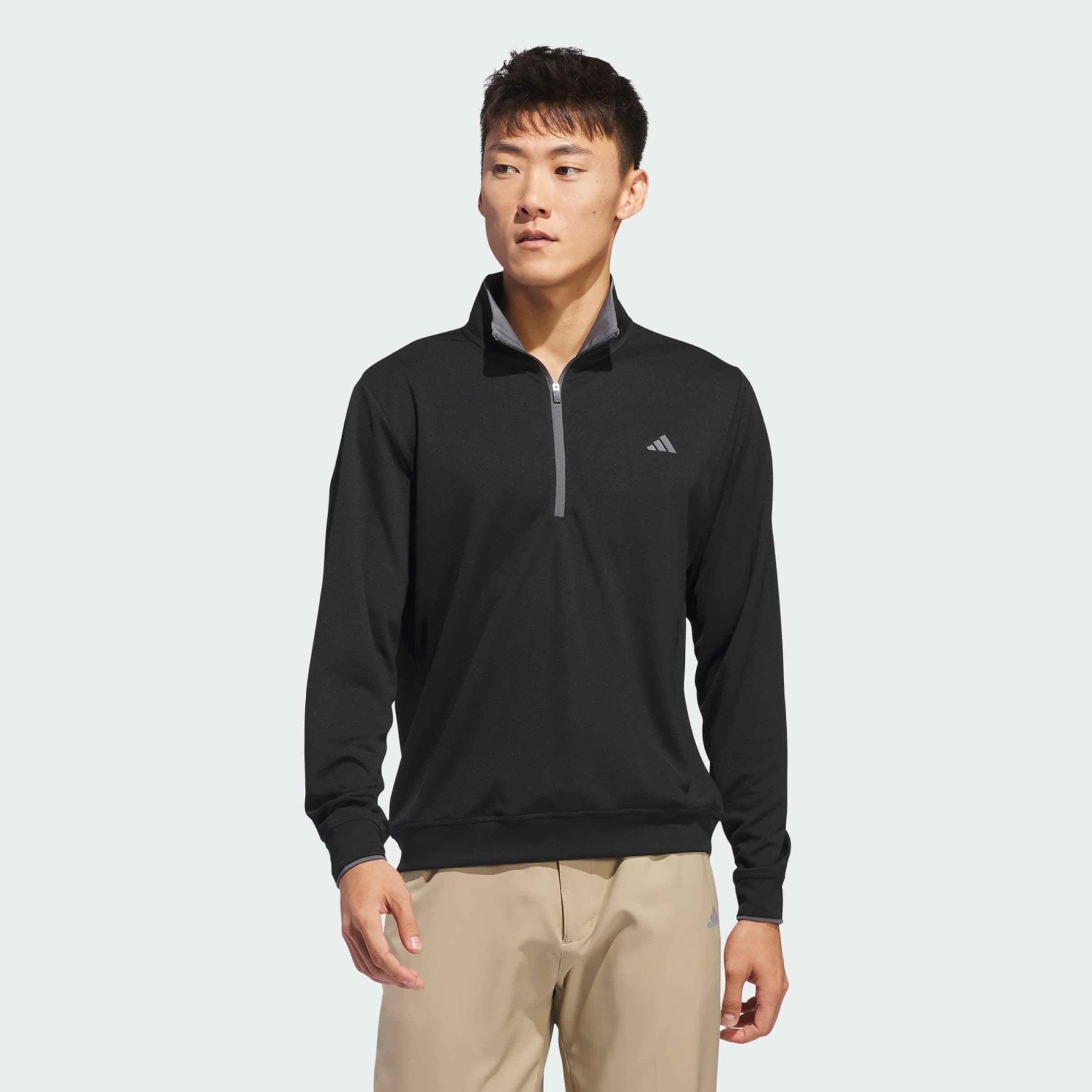 ADIDAS GOLF Sportiniai marškinėliai 'Lightweight Half-Zip' pilka / juoda