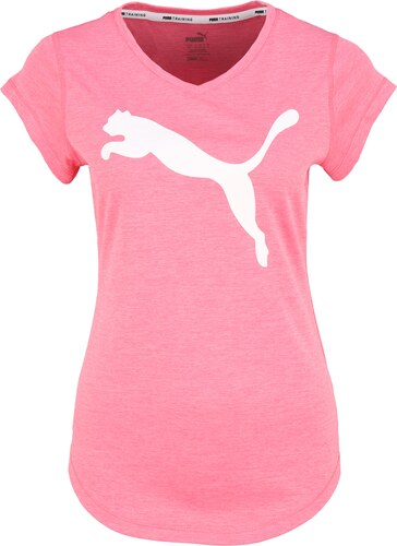 PUMA Sportiniai marškinėliai 'Heather Cat' rožinė / balta - GLAMI.lt