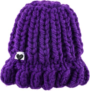Handmade Bucket Knitted Hat - Purple 
