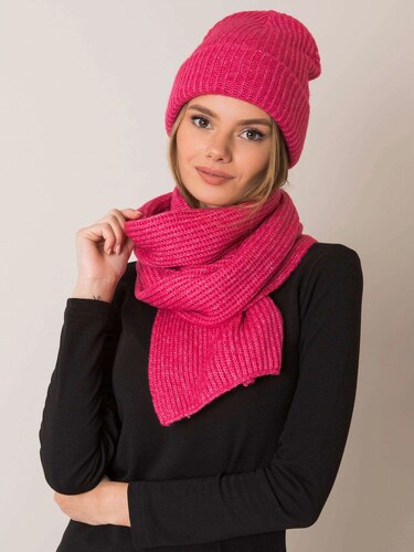 pink hat and scarf