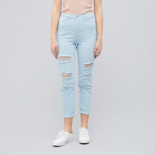KATHY JEANS Mom fit plėšyti melsvi 