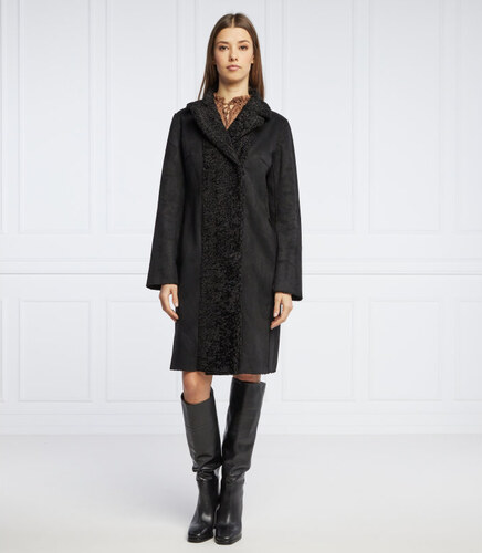 guess black long coat