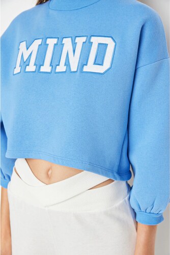Trendyol Light Blue High Collar Crop 