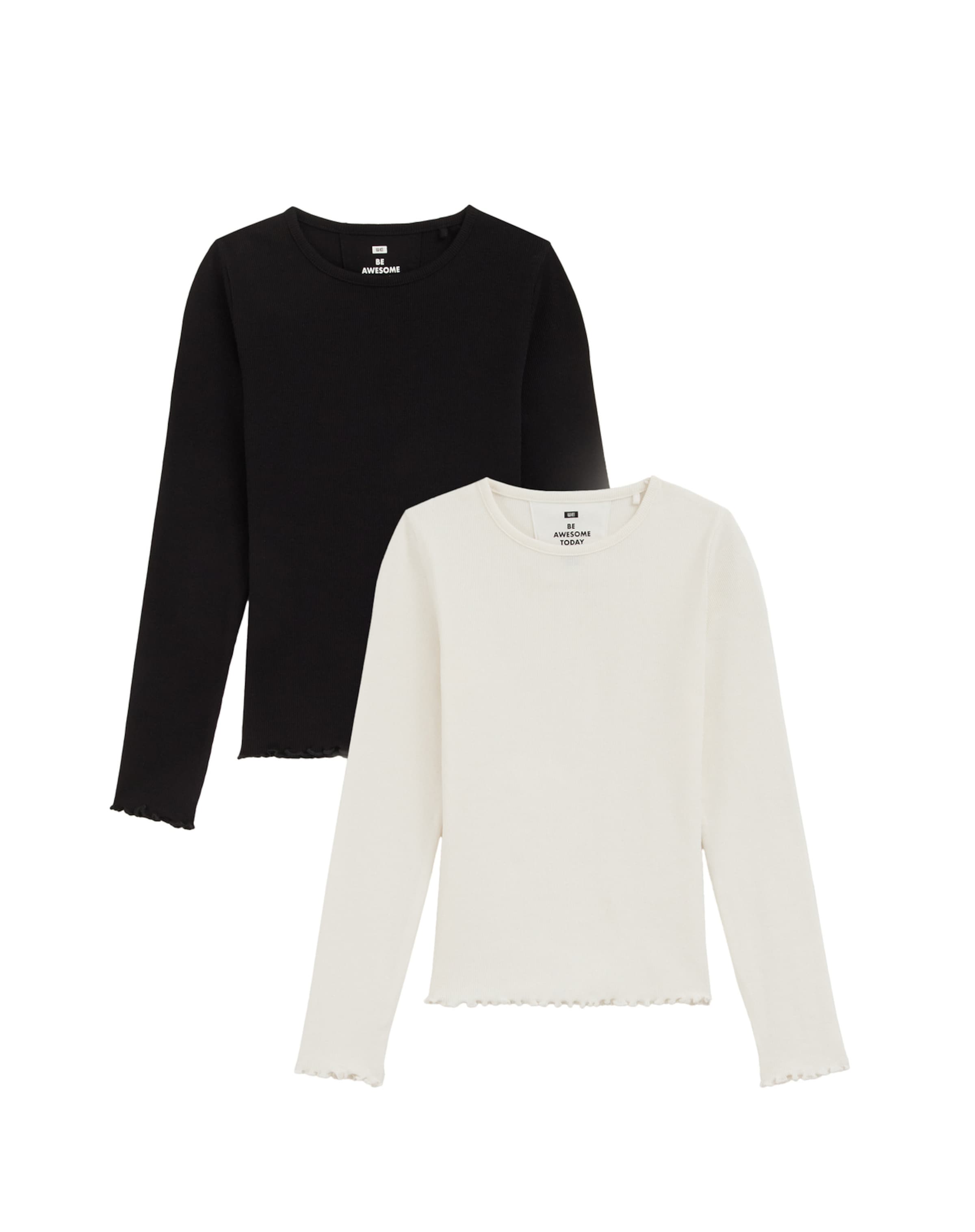 WE Fashion Marškinėliai juoda / balta